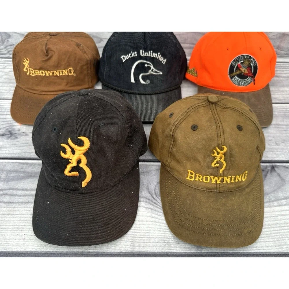 LOT OF 5 VINTAGE HUNTING HATS BALL CAPS‎ - BROWNING CABELA'S DUCKS UNLIMITED *2